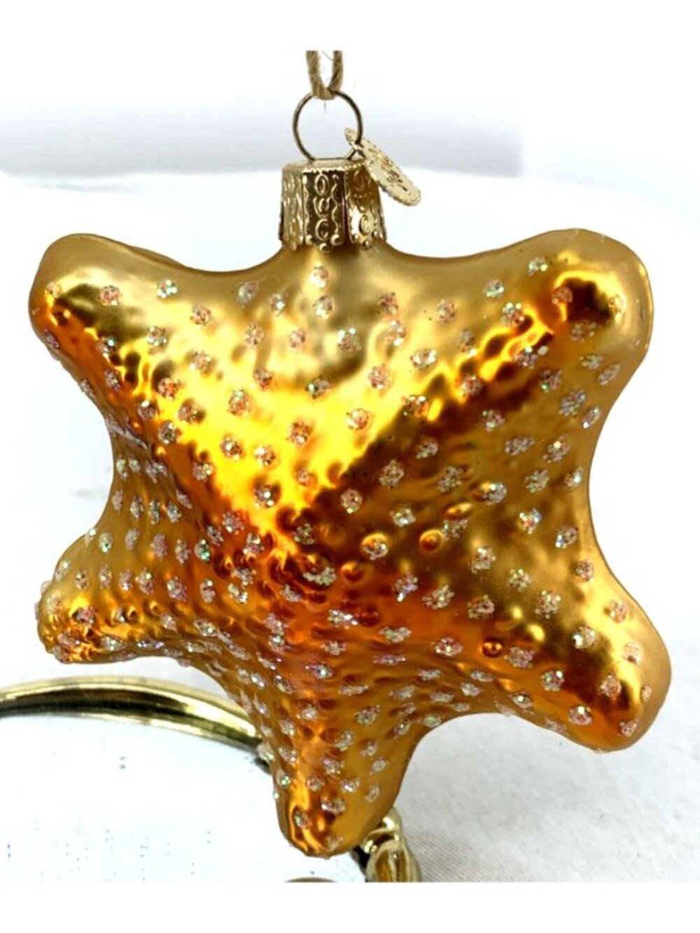 Old World Christmas Ornament Starfish Glass Sealife Gold 4.25" OWC